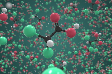 Dichloroacetic acid molecule, ball-and-stick molecular model. Chemical 3d rendering