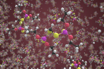 Diethion molecule made with balls, conceptual molecular model. Chemical 3d rendering