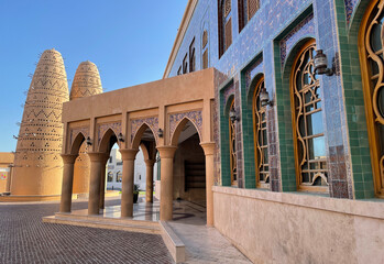 DOHA, QATAR - FEB 28, 2020: Katara Mosque in Katara Cultural Village, popular touristic destination in Doha, Qatar
