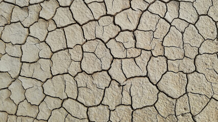 Texture of dry cracked ground during drought.