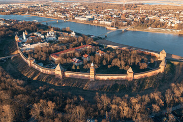 Veliky Novgorod, Kremlin in historical center, ancient city landmark and tourist famous place,...