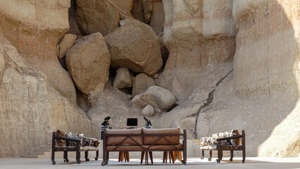 Resting under the mountains in Al-Ahsa continent

