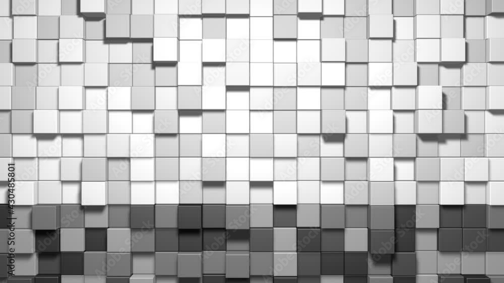 Poster 3d abstract cubes loop. video game isometric geometric mosaic waves pattern. construction of hills l