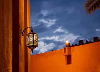 Morocco style lamp at a mosque in Qatar