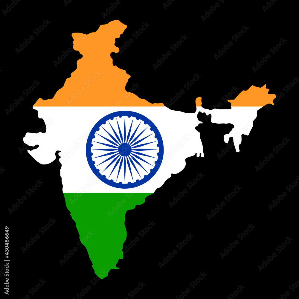 Wall mural map of india with flag. vector illustration of india map with flag