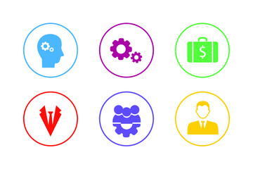 Colorful Business Management Icon Set