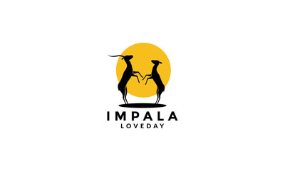impala jump silhouette logo vector symbol icon design graphic illustration - obrazy, fototapety, plakaty
