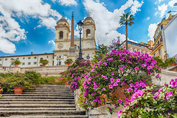 Church of Trinita dei Monti, iconic landmark in Rome, Italy