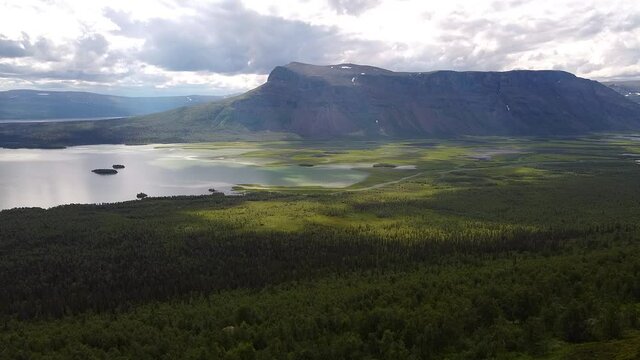 Drone footage of Kungsleden train, Lapland, Sweden. 