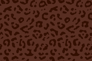 Seamless leopard fur pattern. Fashionable wild leopard print background. Modern panther animal fabric textile print design. Stylish vector brown illustration