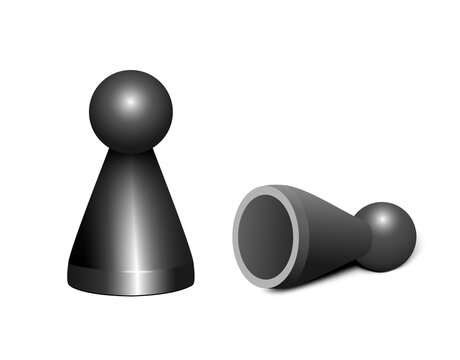 Spielfigur in schwarz, Spielstein, Halmakegel, Halmafigur, P&ouml;ppel  
Figur aus Kunststoff f&uuml;r z.B. Gesellschaftsspiele, 
Vektor illustration isoliert auf wei&szlig;em Hintergrund 
