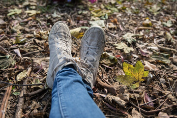 Feet amongst the leaves