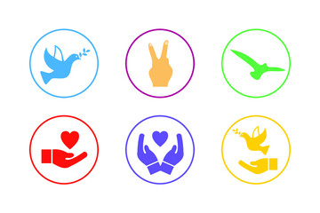 Colorful Peace Icon Set