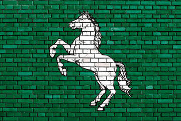 flag of Tomsk painted on brick wall