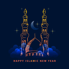 Happy islamic new year square banner design vector