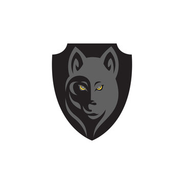 wolf shield logo vector design