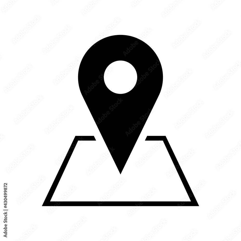Poster location pointer hotspot sign on map flat icon. vector image.