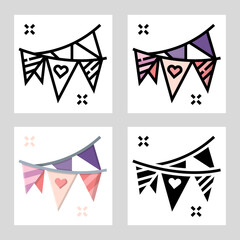 wedding flag icon vector design in filled, thin line, outline and flat style.