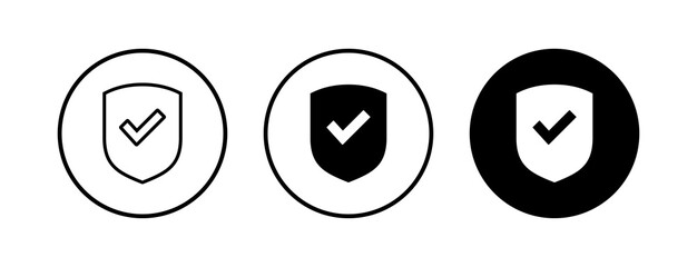 Shield check mark logo icons set. Protection approve sign. Safe icon vector