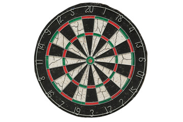 Obraz premium Old aged dartboard isolated on white