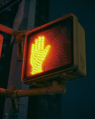 Pedestrian Stop Sign at Midnight
