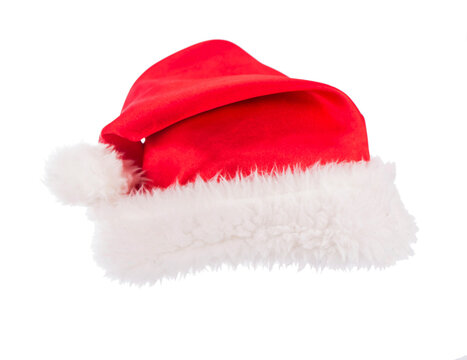 Single Santa Claus red hat isolated on white