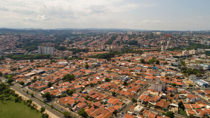 Fototapeta na wymiar Aerial drone images from the Taquaral park in Campinas, São Paulo. With a view to Cambuí.