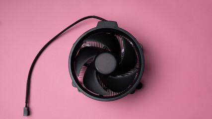cpu fan on pink background