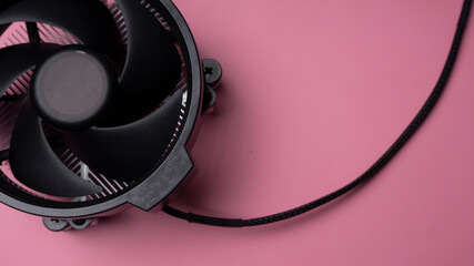 cpu fan on pink background