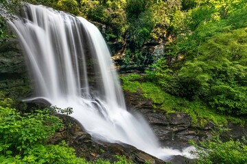 Fototapeta na wymiar Upper Cullasaja Falls also known as Dry Falls located in the Nantahala National Forest