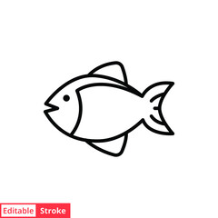 Obraz premium Fish line icon. Simple outline style. Art, life, sea, pisces concept for template design. Vector illustration isolated on white background. Editable stroke EPS 10.