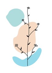 Set of Hand drawn abstract botanical. Contemporary poster set of potted flowers boho style. vector illustration