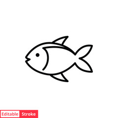 Fish line icon. Simple outline style. Art, life, sea, pisces concept for template design. Vector illustration isolated on white background. Editable stroke EPS 10.