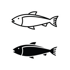Fish line and glyph icon. Simple outline and solid style. Art, life, sea, pisces concept for template design. Vector illustration isolated on white background. EPS 10.