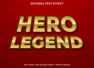 hero legend text effect template design use for business logo and brand