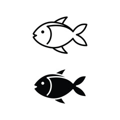 Fish line and glyph icon. Simple outline and solid style. Art, life, sea, pisces concept for template design. Vector illustration isolated on white background. EPS 10.