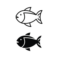Fish line and glyph icon. Simple outline and solid style. Art, life, sea, pisces concept for template design. Vector illustration isolated on white background. EPS 10.