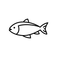 Fish line icon. Simple outline style. Art, life, sea, pisces concept for template design. Vector illustration isolated on white background. EPS 10.