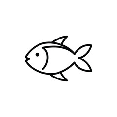 Fish line icon. Simple outline style. Art, life, sea, pisces concept for template design. Vector illustration isolated on white background. EPS 10.