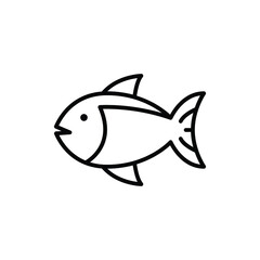 Fish line icon. Simple outline style. Art, life, sea, pisces concept for template design. Vector illustration isolated on white background. EPS 10.