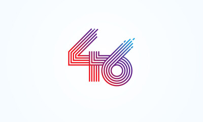 Abstract 46 Number Logo, number 46 monogram line style, usable for anniversary, business and tech logos, flat design logo template, vector illustration	