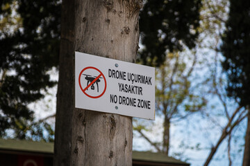 Close-up of a sign with the translation rule 