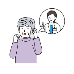 Senior woman for medical consultation over the phone