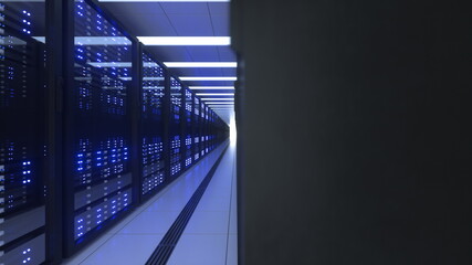 Data Center Computer Racks In Network Security Server Room Cryptocurrency Mining
