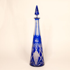 Russian cut glass wine decanter in blue (cobalt) 