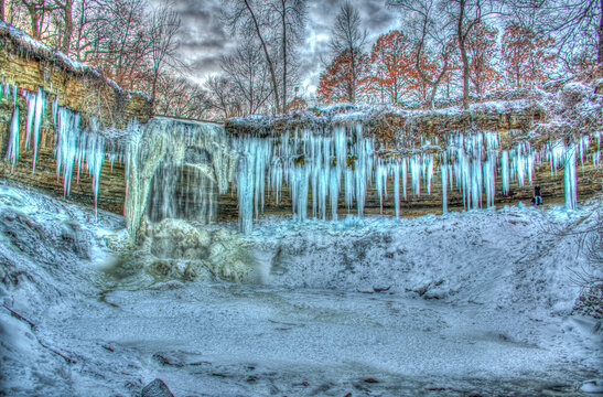Frozen Minnehaha water falls  Minnesota USA