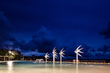 The Cairns Lagoon swimming pool in Tropical North Queensland at sunset