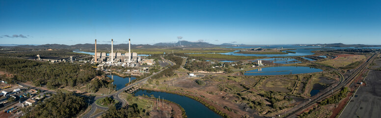Panoramic aerial view of Gladstone Power Station, Gladstone Queensland Australia