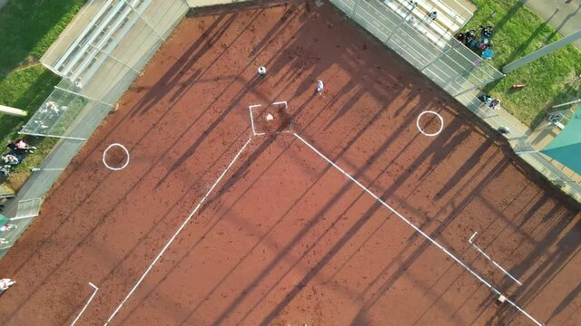 Aerial View Over Home Plate During A Little League Baseball Game