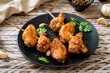 grilled chicken barbecue with pepper and garlic